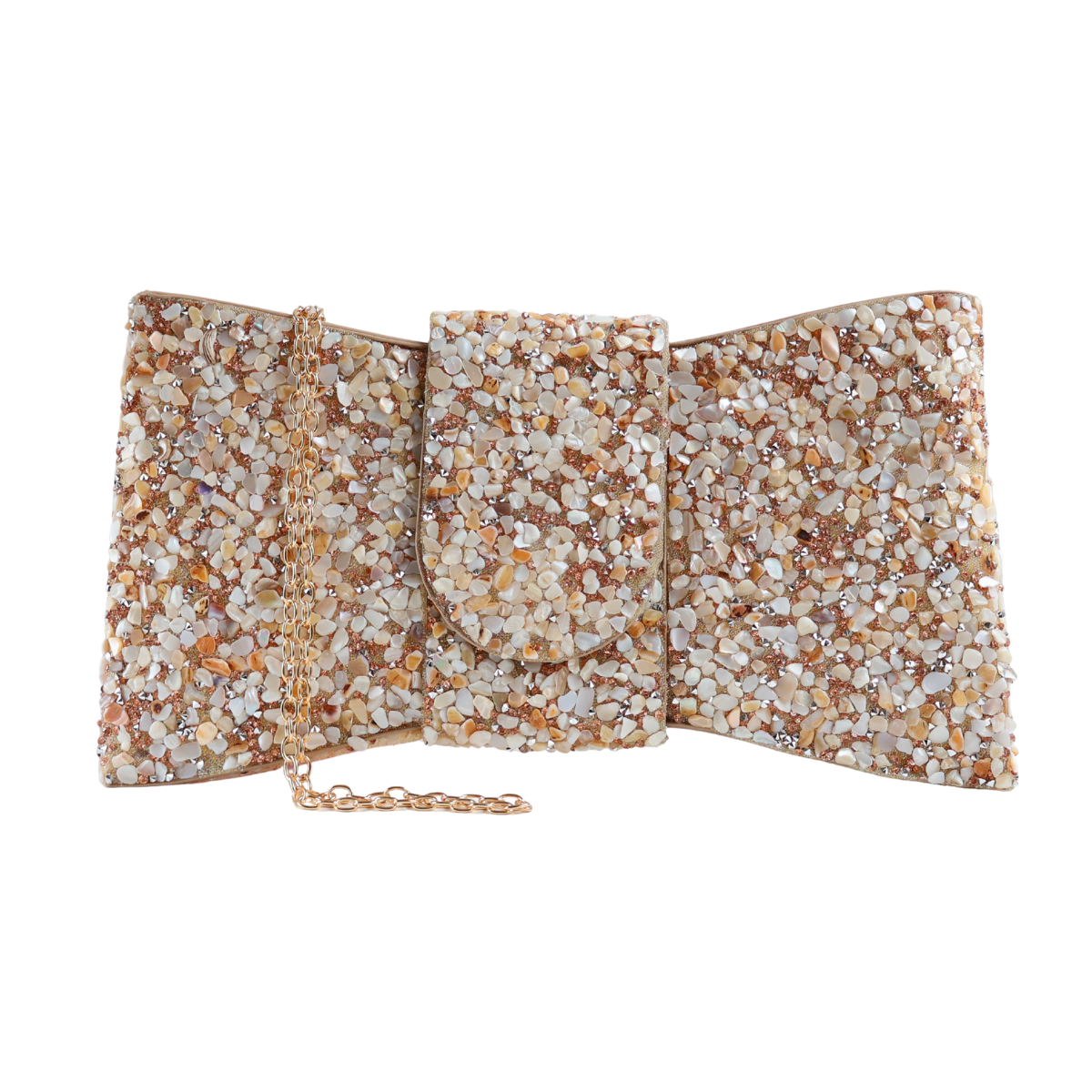 Bolsa Carteira de Festa Clutch Pedraria Bege