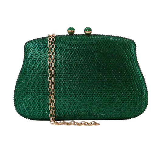 Bolsa Festa Clutch Pedraria Strass Verde