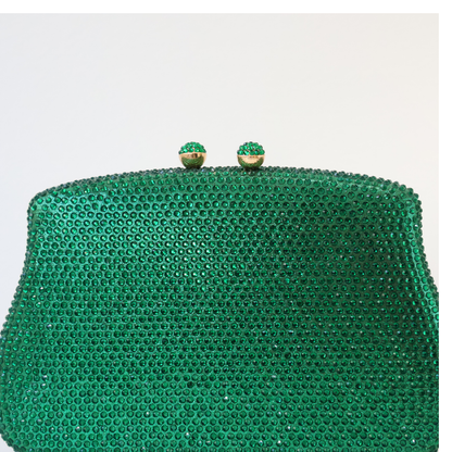 Bolsa Festa Clutch Pedraria Strass Verde