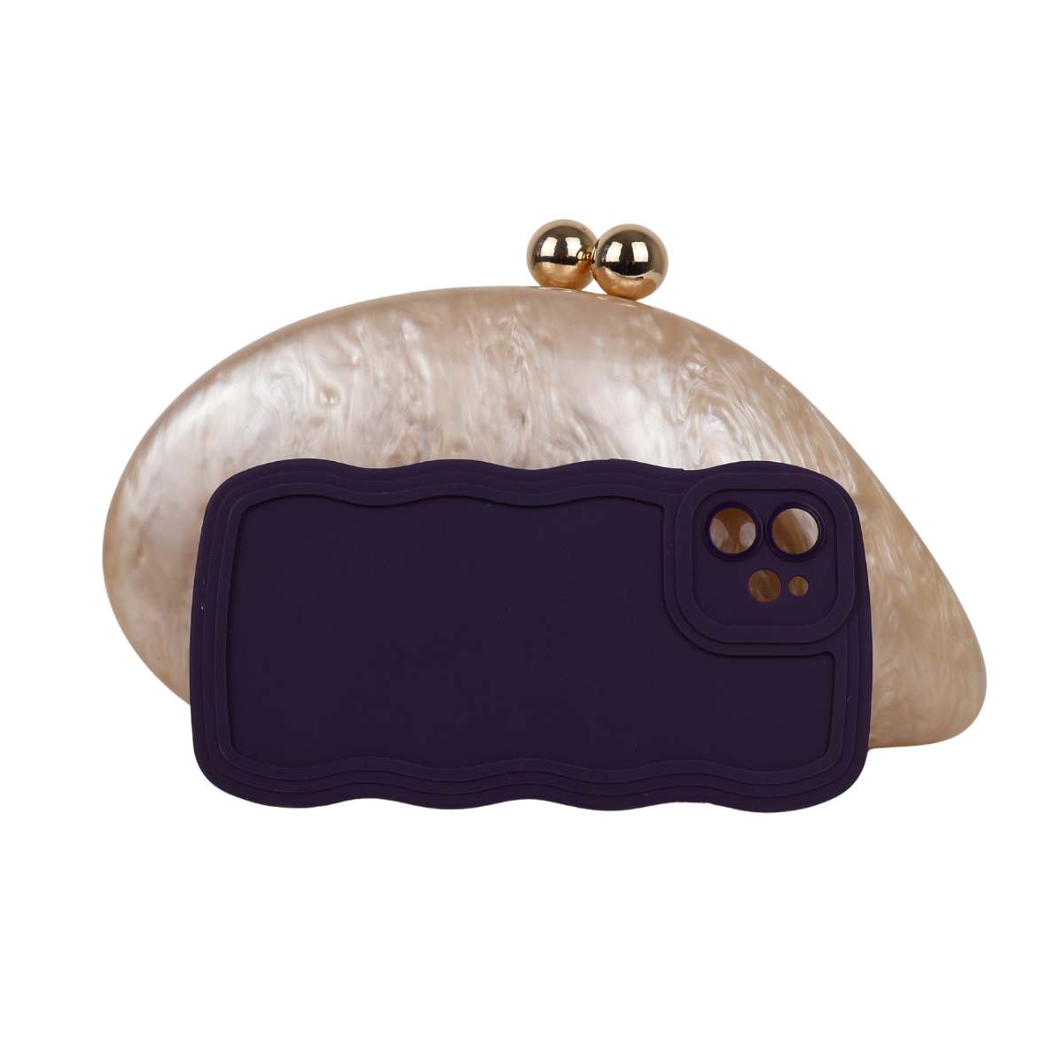 Bolsa de Festa Clutch Acrílico Perolada Bege