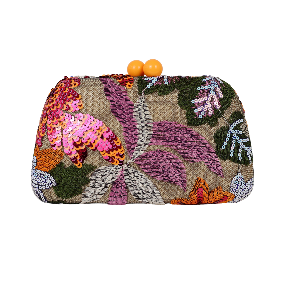 Bolsa Clutch Festa Bordada Flores Laranja