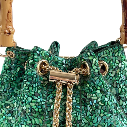 Bolsa Festa Clutch Pouch Pedraria Verde