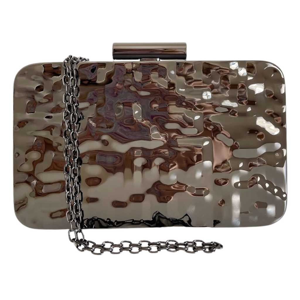 Bolsa de Festa Clutch Prata Grafite Metálica - ReUse