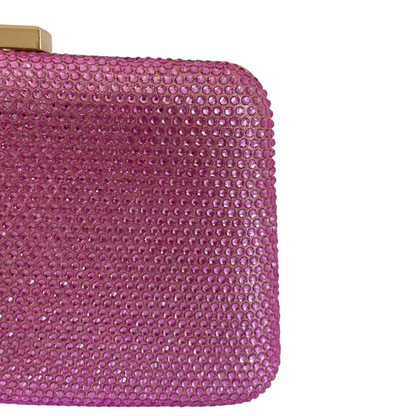 Bolsa de Festa Clutch Pedraria Strass Rosa