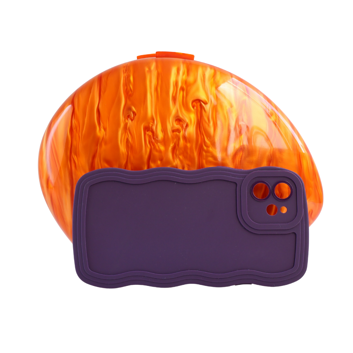 Bolsa de Festa Clutch Acrílico Oval Laranja