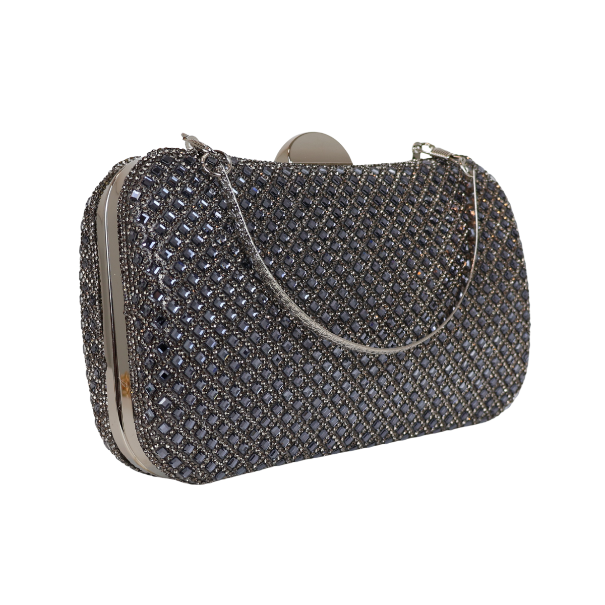 Bolsa Festa Clutch Strass Prata Grafite
