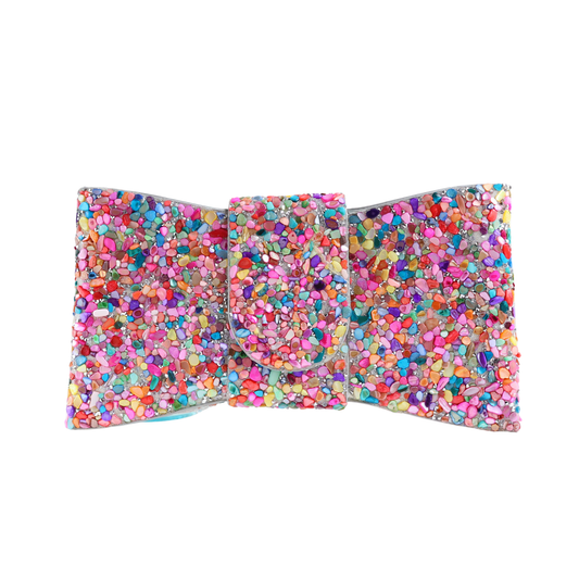 Bolsa Carteira de Festa Clutch Pedraria Colorida
