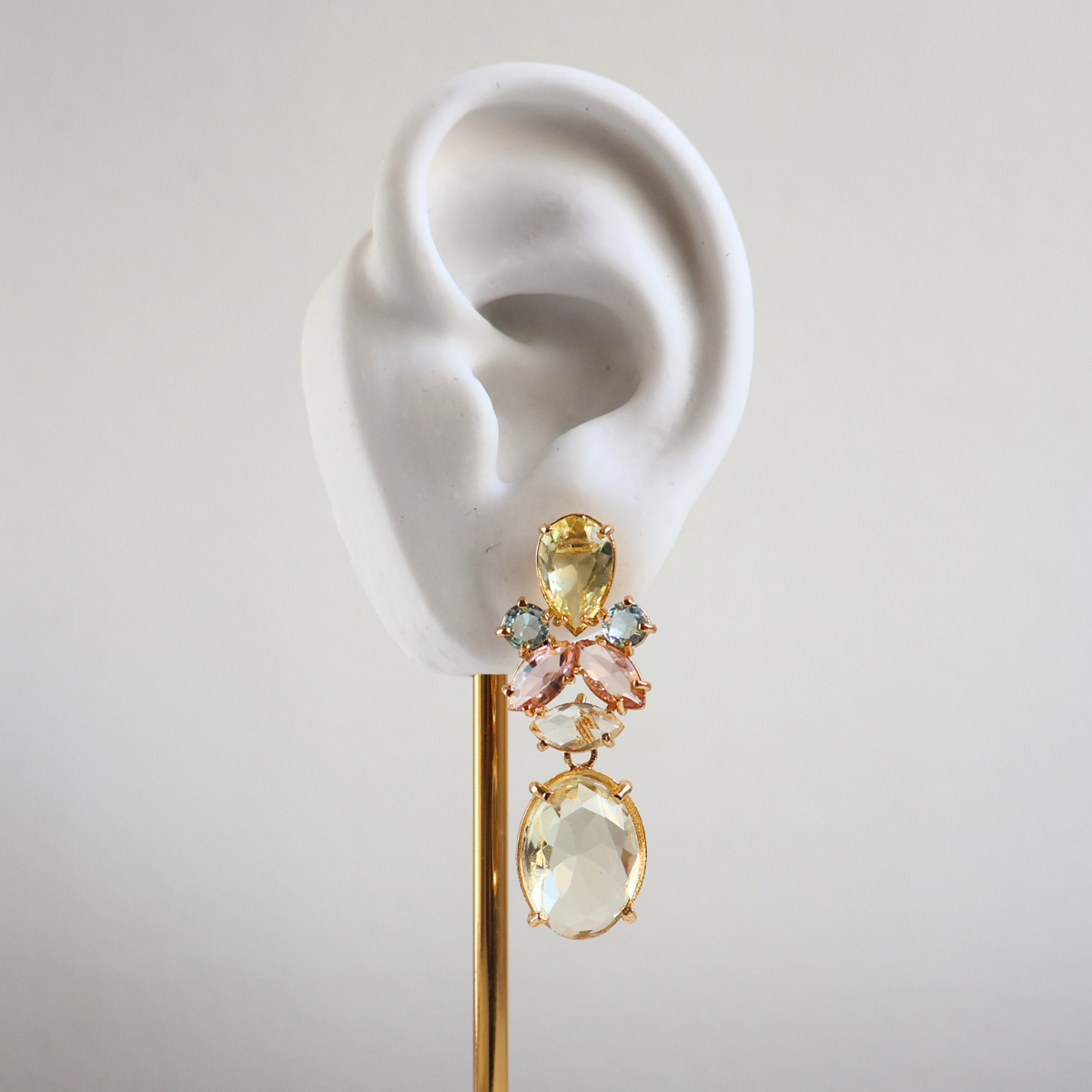 Brinco Dourado e Cristal Amarelo - Semijoia