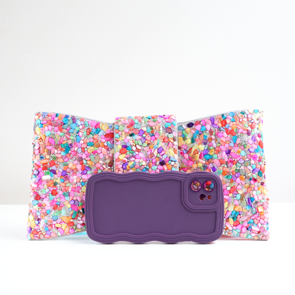Bolsa Carteira de Festa Clutch Pedraria Colorida