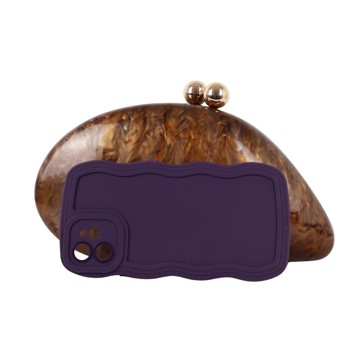 Bolsa de Festa Clutch Acrílico Perolada Marrom Café