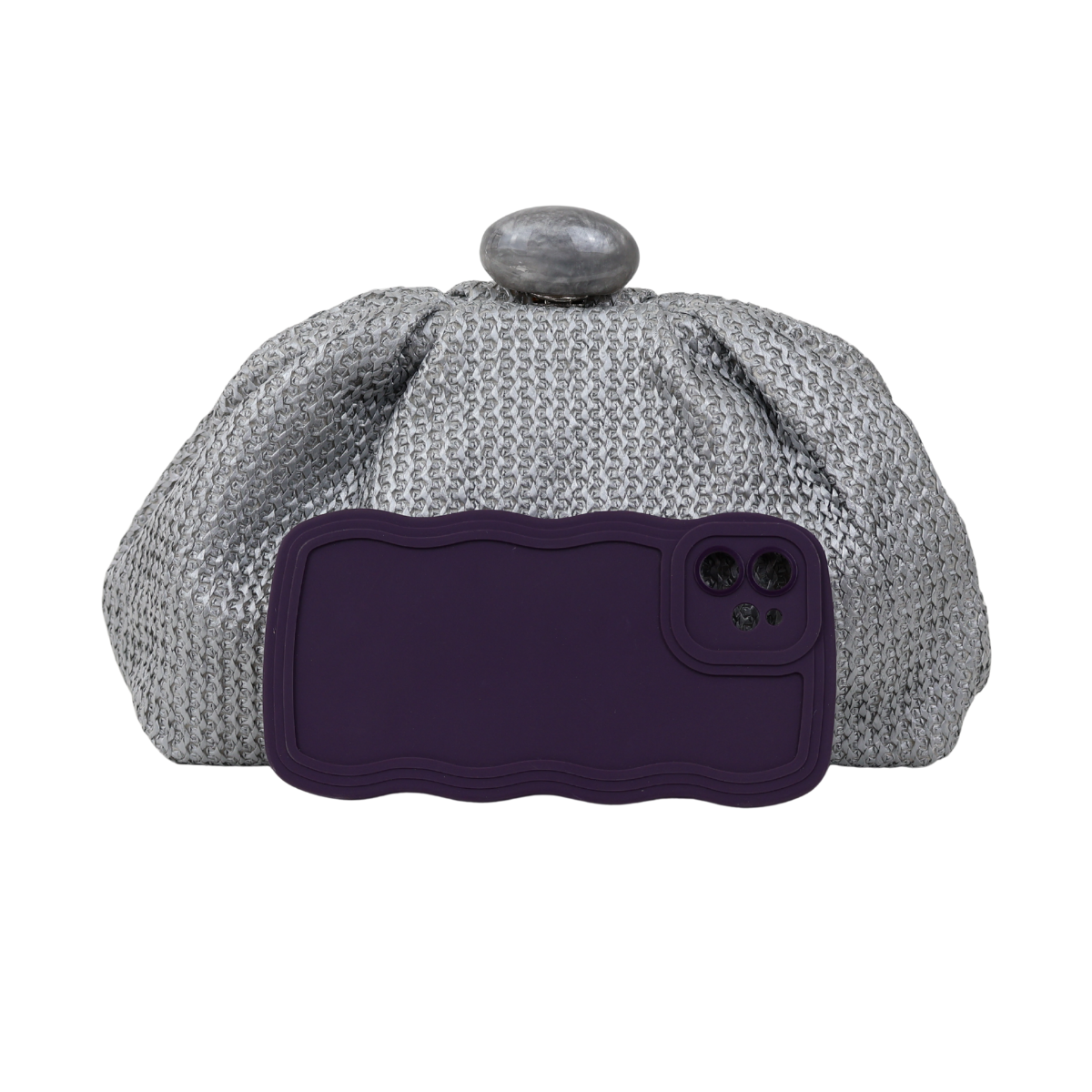 Bolsa Festa Pouch Palha Prata