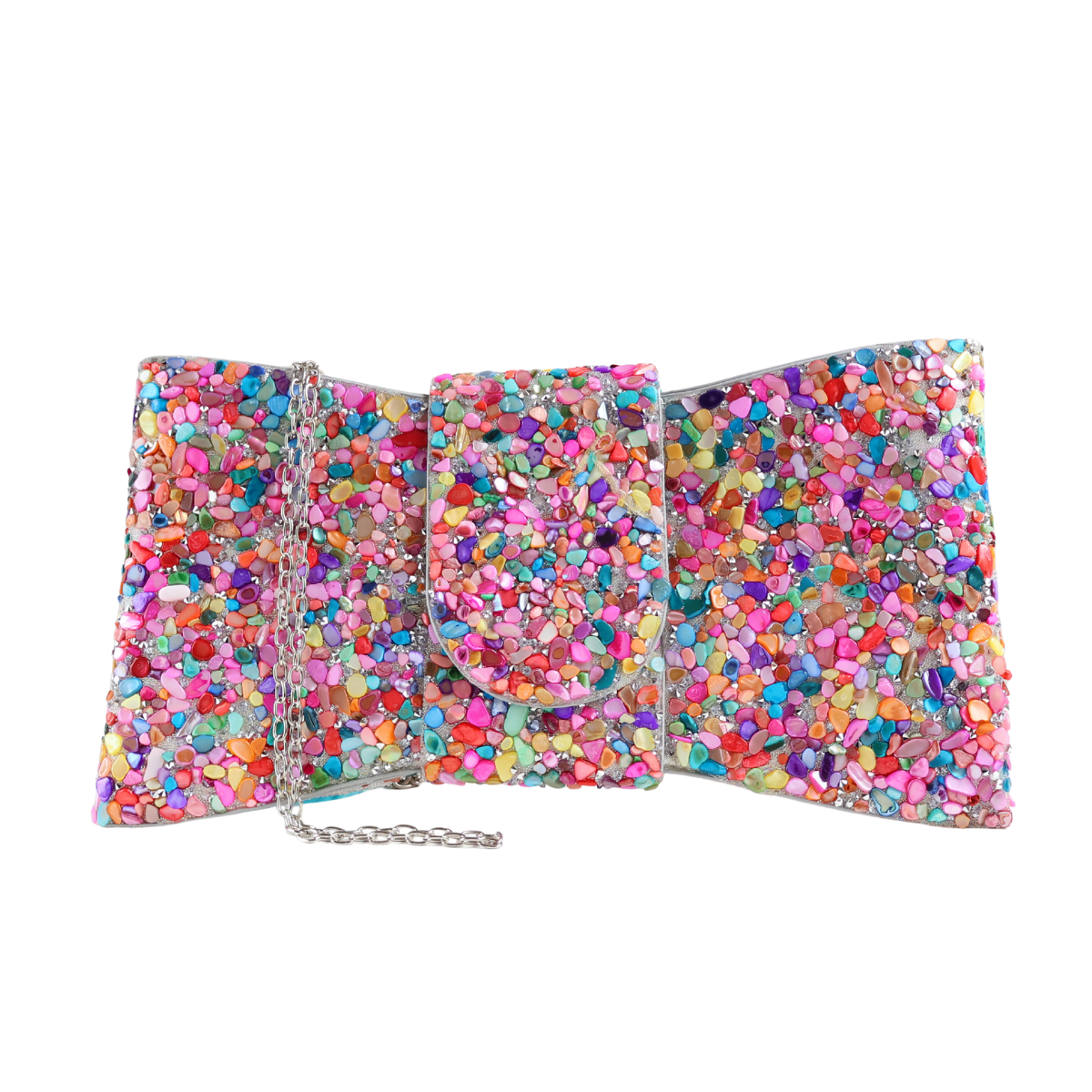 Bolsa Carteira de Festa Clutch Pedraria Colorida