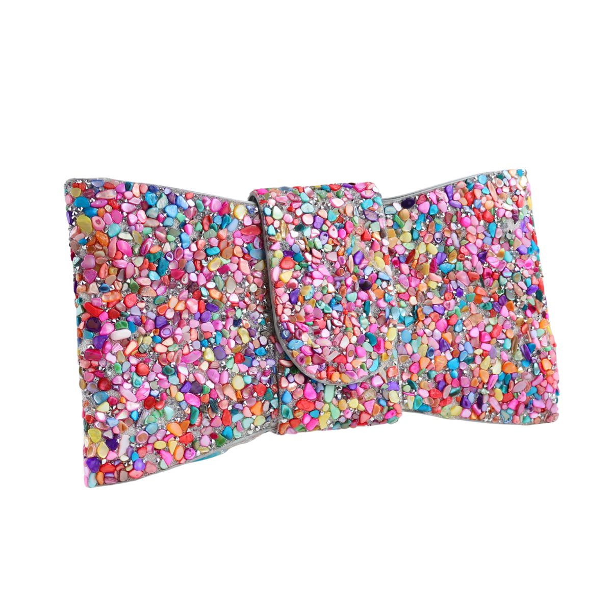 Bolsa Carteira de Festa Clutch Pedraria Colorida