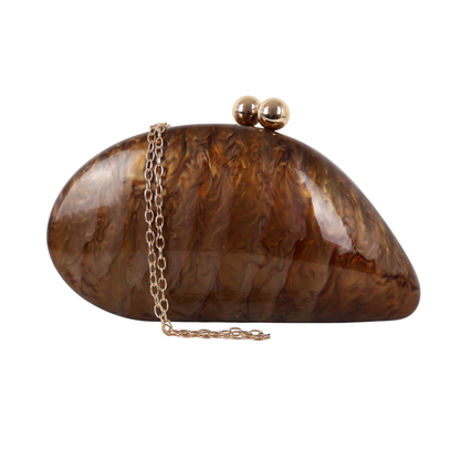 Bolsa de Festa Clutch Acrílico Perolada Marrom Café