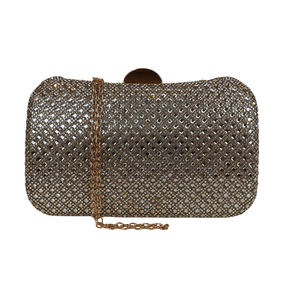 Bolsa Festa Clutch Strass Dourada