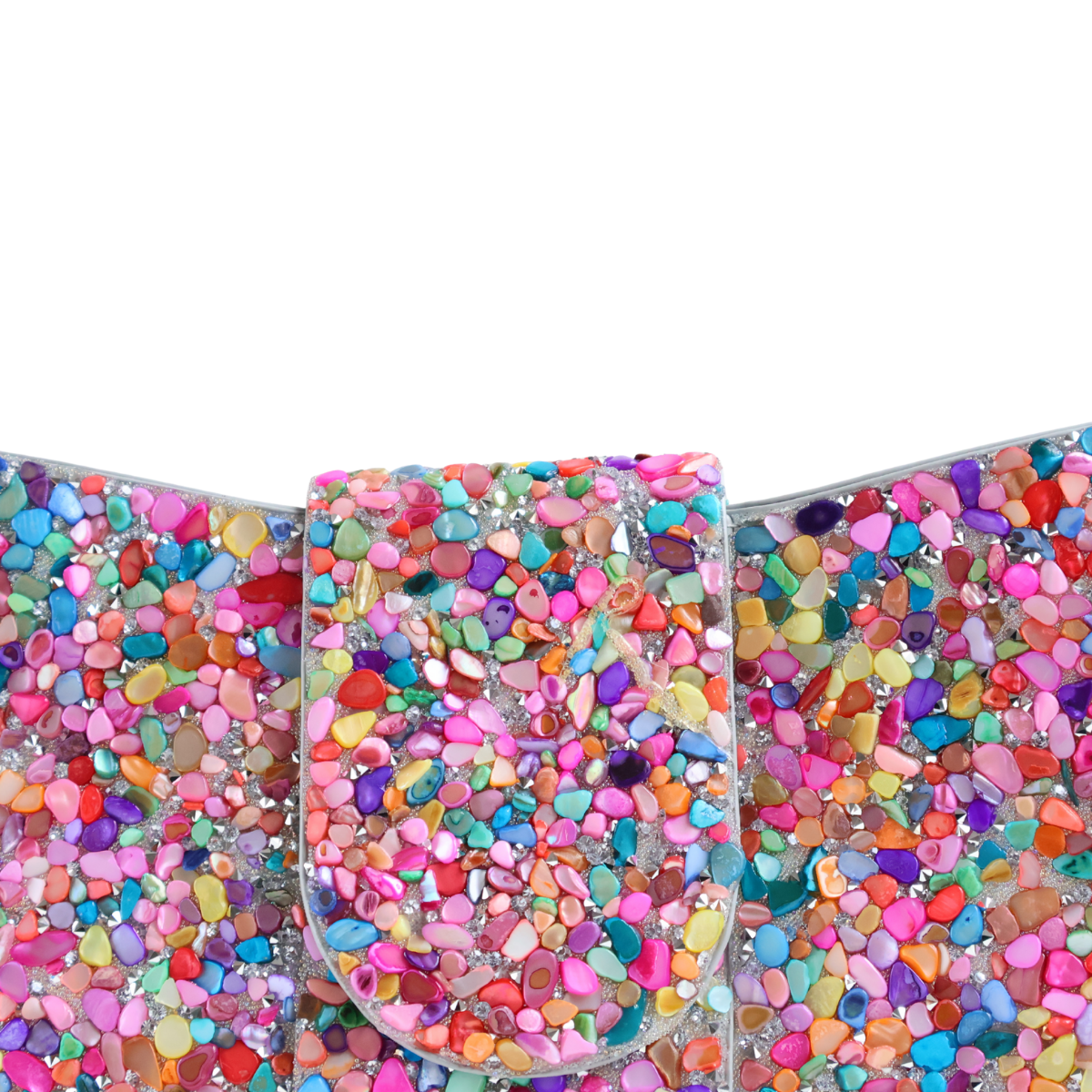 Bolsa Carteira de Festa Clutch Pedraria Colorida