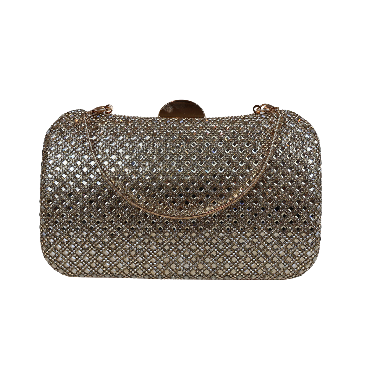 Bolsa Festa Clutch Strass Dourada