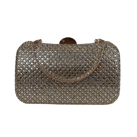 Bolsa Festa Clutch Strass Dourada