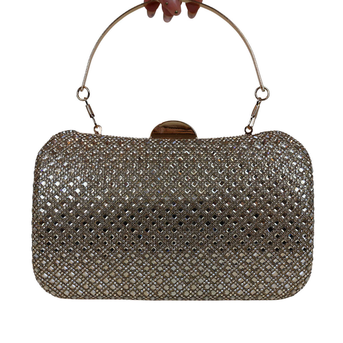Bolsa Festa Clutch Strass Dourada