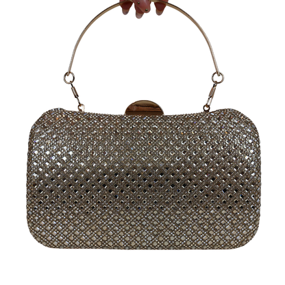 Bolsa Festa Clutch Strass Dourada