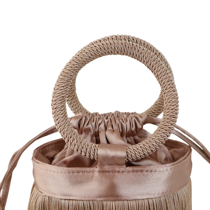 Bolsa de Mão Festa Franja Tassel Bege