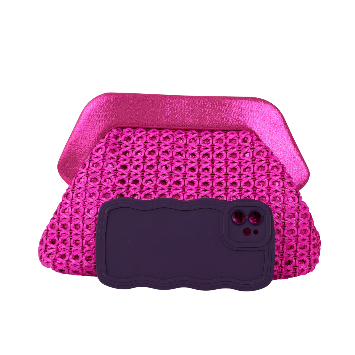 Bolsa Pouch Festa Clutch Palha Rosa