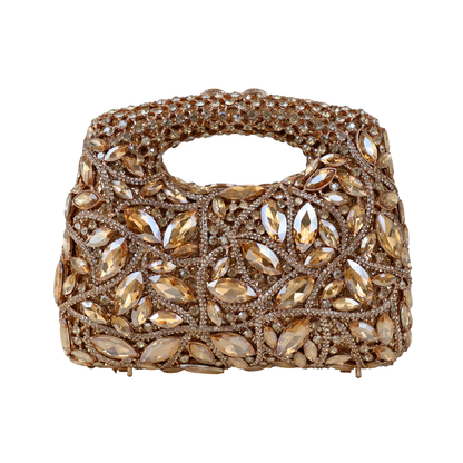 Bolsa Festa Clutch Pedraria Strass Dourada