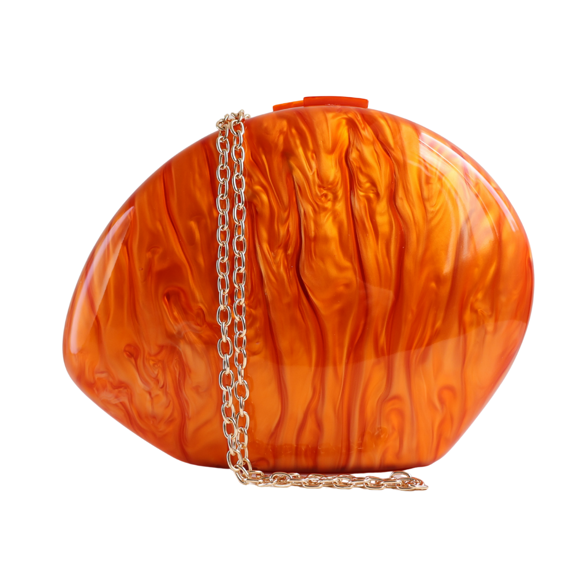 Bolsa de Festa Clutch Acrílico Oval Laranja