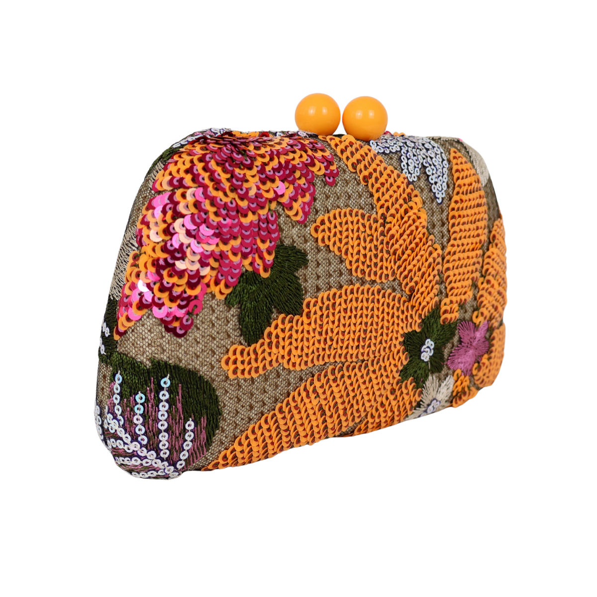 Bolsa Clutch Festa Bordada Flores Laranja