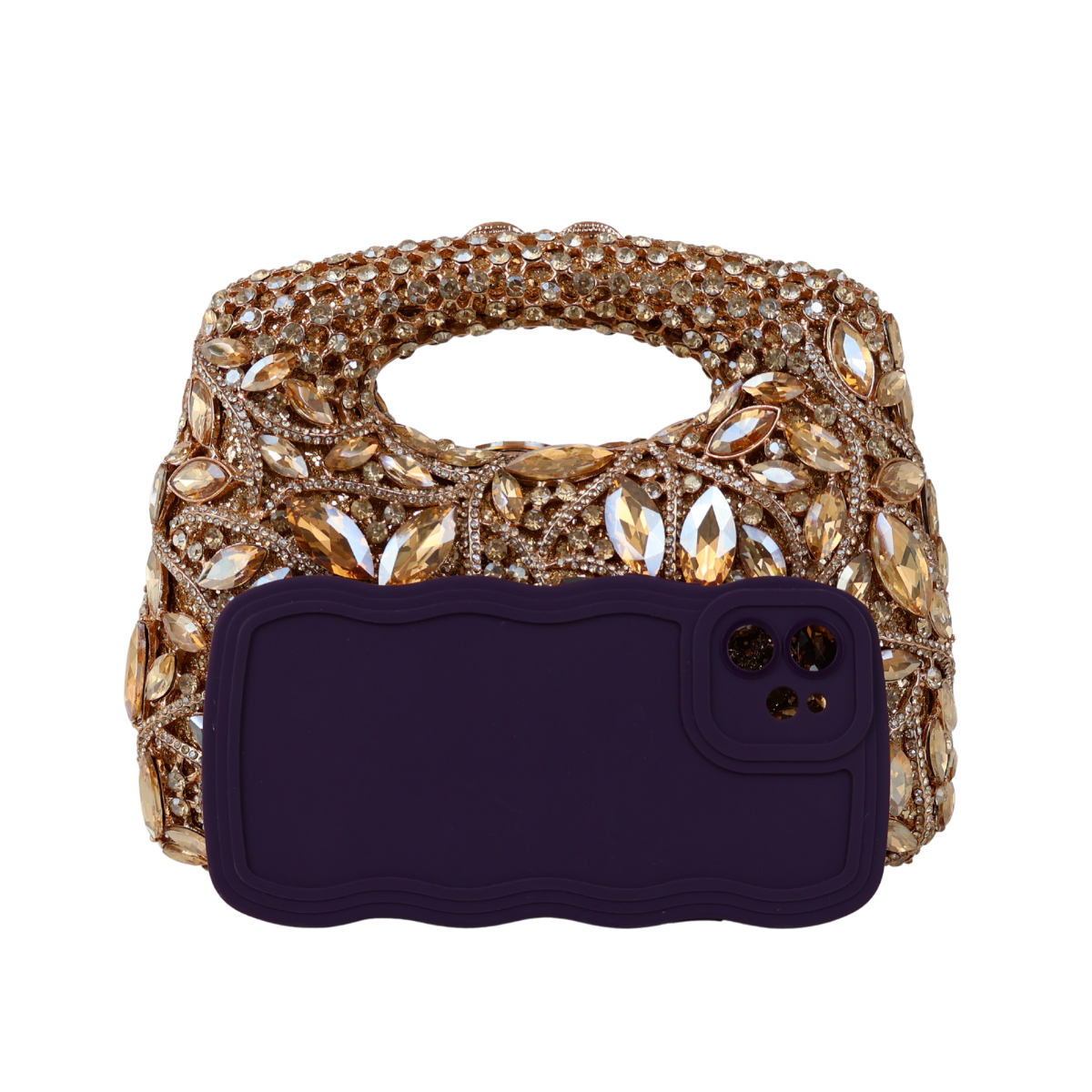 Bolsa Festa Clutch Pedraria Strass Dourada