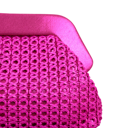 Bolsa Pouch Festa Clutch Palha Rosa