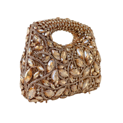 Bolsa Festa Clutch Pedraria Strass Dourada
