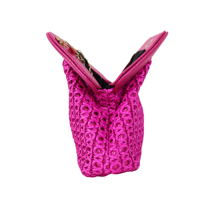Bolsa Pouch Festa Clutch Palha Rosa