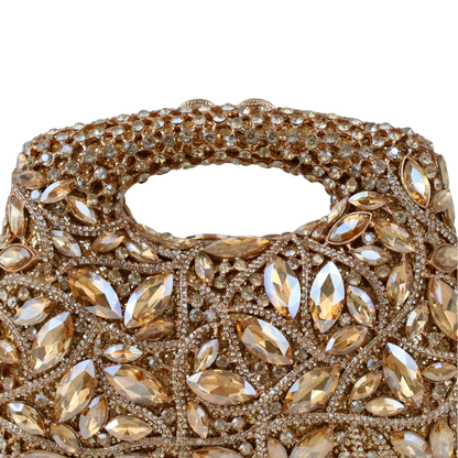 Bolsa Festa Clutch Pedraria Strass Dourada
