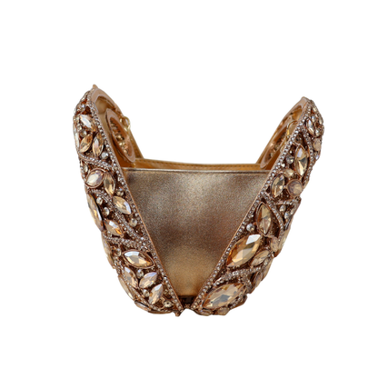 Bolsa Festa Clutch Pedraria Strass Dourada