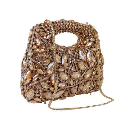 Bolsa Festa Clutch Pedraria Strass Dourada