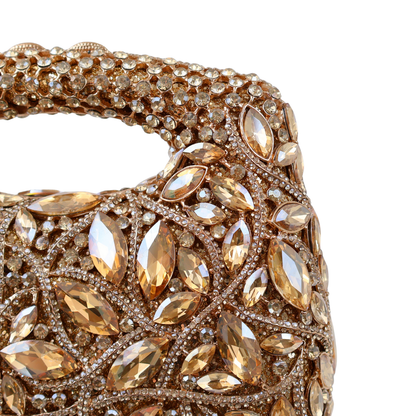 Bolsa Festa Clutch Pedraria Strass Dourada