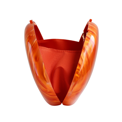 Bolsa de Festa Clutch Acrílico Oval Laranja