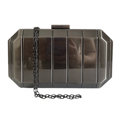 Bolsa Festa Clutch Metal Escovado Prata Grafite