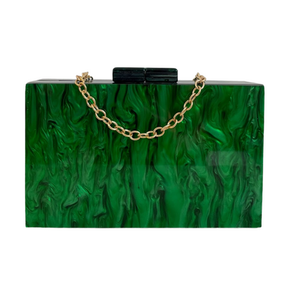 Bolsa de Festa Clutch Acrílico Marmorizada Verde