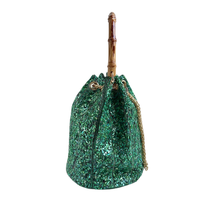 Bolsa Festa Clutch Pouch Pedraria Verde