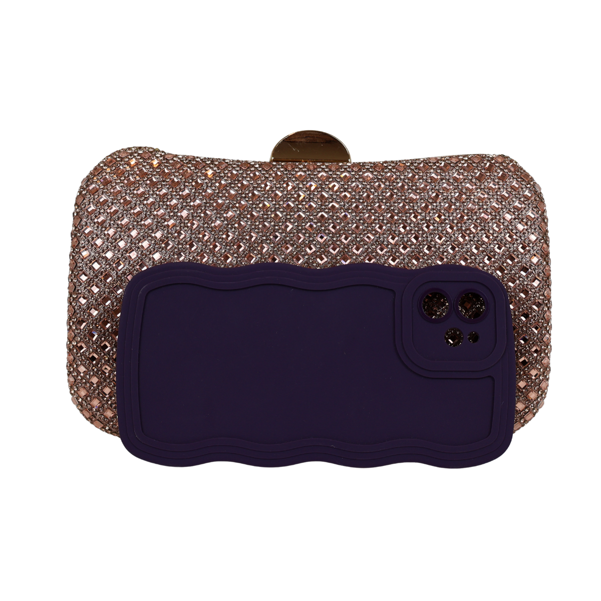Bolsa Festa Clutch Strass Rosê Gold