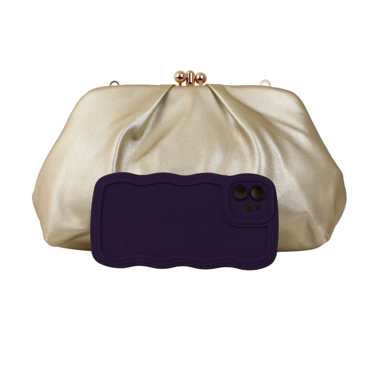 Bolsa de Festa Pouch Bicompartimento Dourada