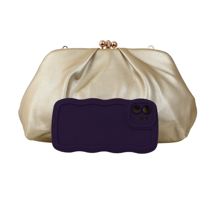 Bolsa de Festa Pouch Bicompartimento Dourada