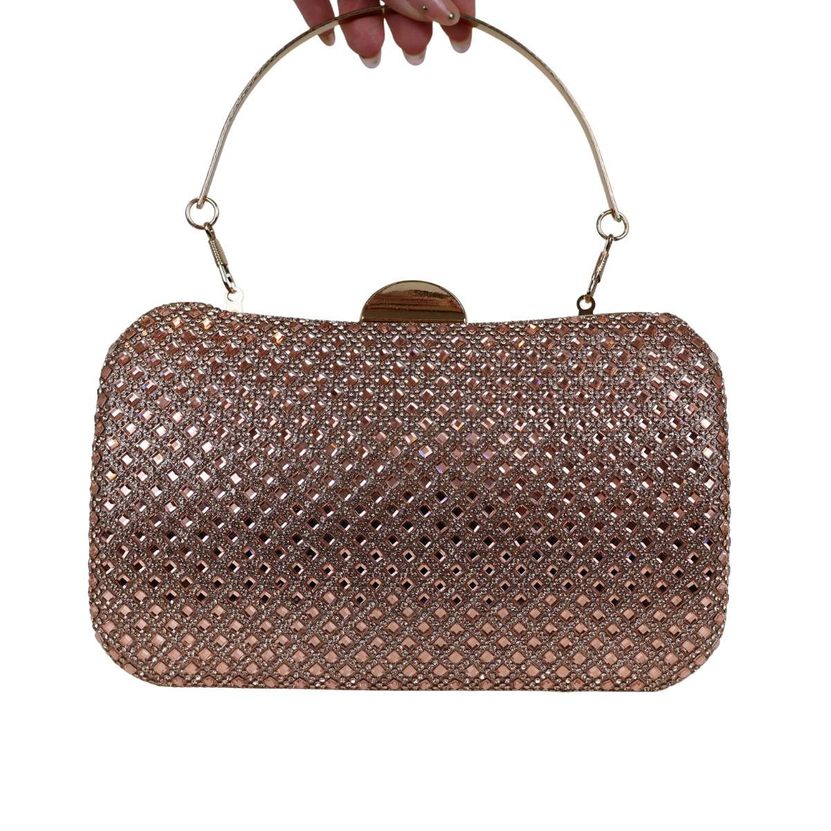 Bolsa Festa Clutch Strass Rosê Gold