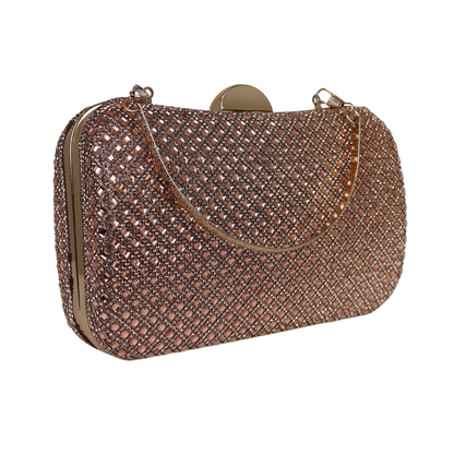 Bolsa Festa Clutch Strass Rosê Gold