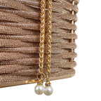 Bolsa de Mão Cesto em Pedraria Champagne - ReUse