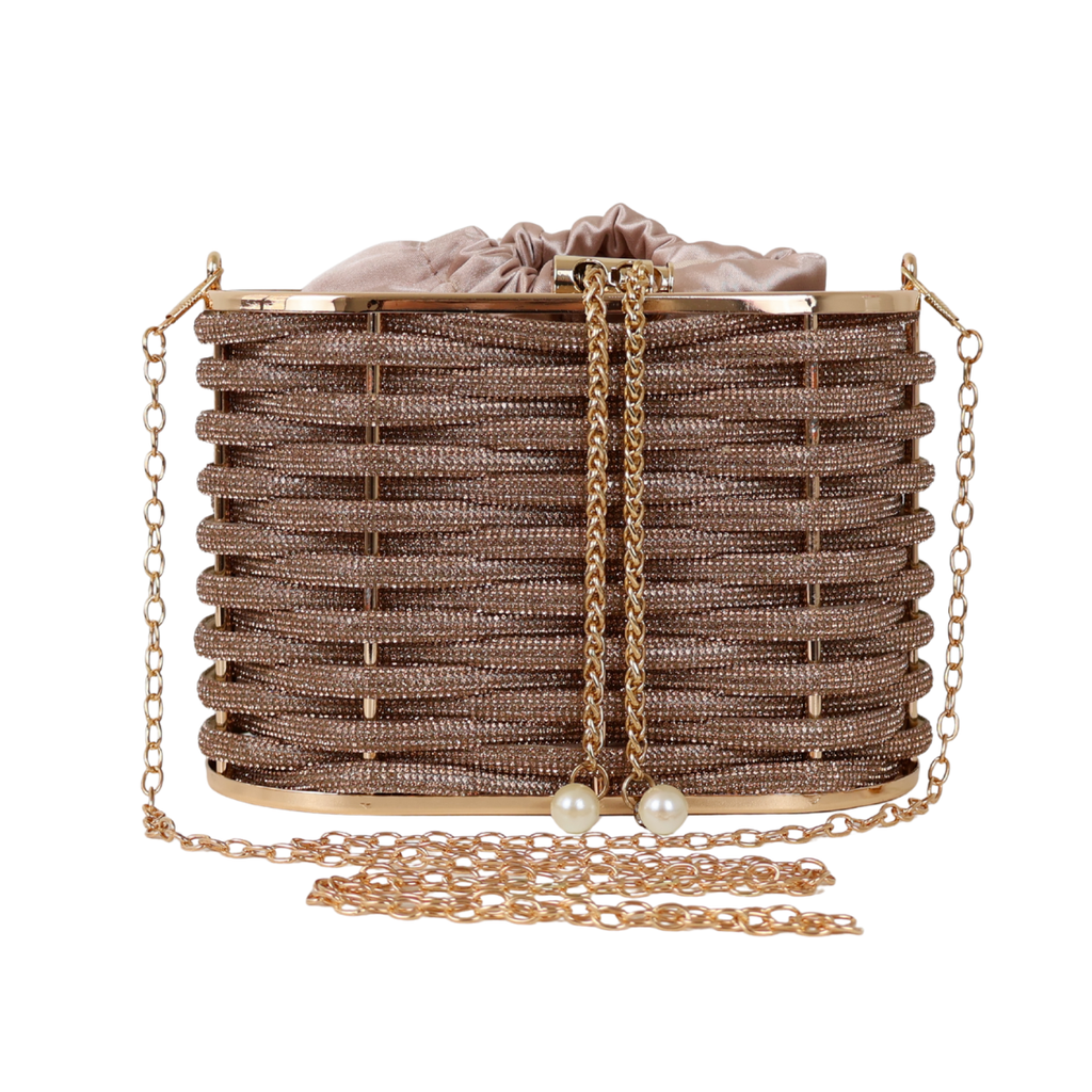 Bolsa de Mão Cesto em Pedraria Champagne - ReUse