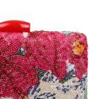 Bolsa Clutch Festa Lantejoulas Bordadas Flores Rosa