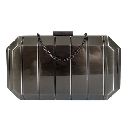 Bolsa Festa Clutch Metal Escovado Prata Grafite